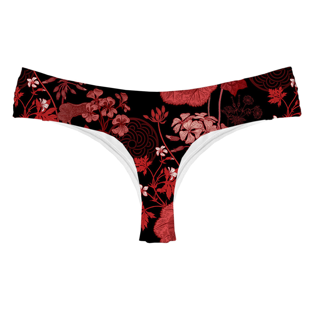 Red Foliage String Woman Underwear Beachwear Loungewear