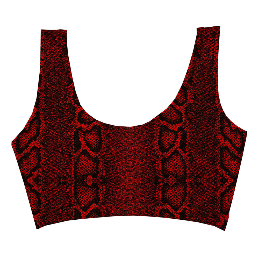 Red Phyton Crop Top Woman Underwear Beachwear Loungewear