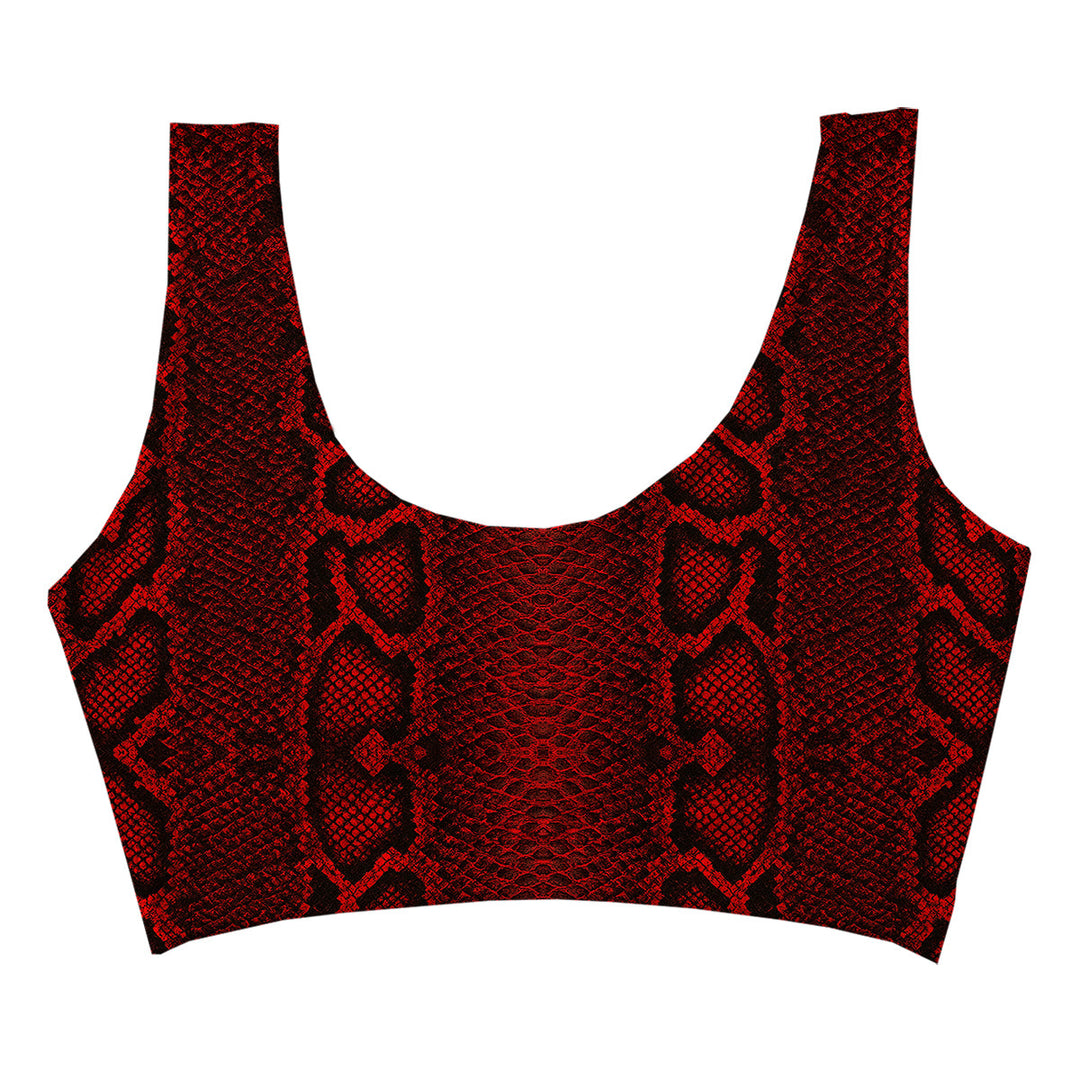 Red Phyton Crop Top Woman Underwear Beachwear Loungewear