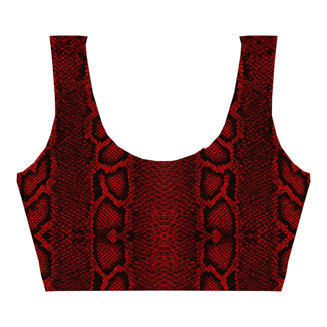 Red Phyton Crop Top Woman Underwear Beachwear Loungewear