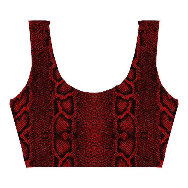 Red Phyton Crop Top Woman Underwear Beachwear Loungewear