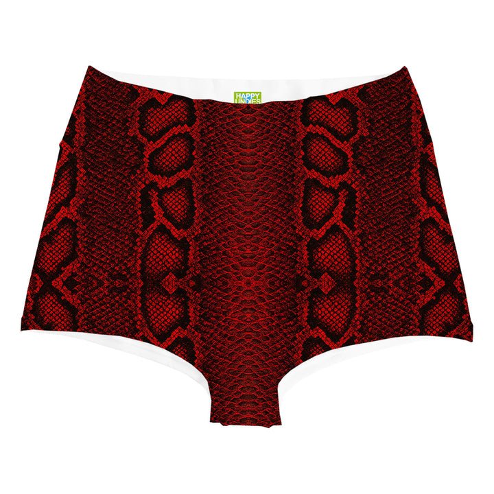 Red Phyton Highwaist Woman Underwear Beachwear Loungewear