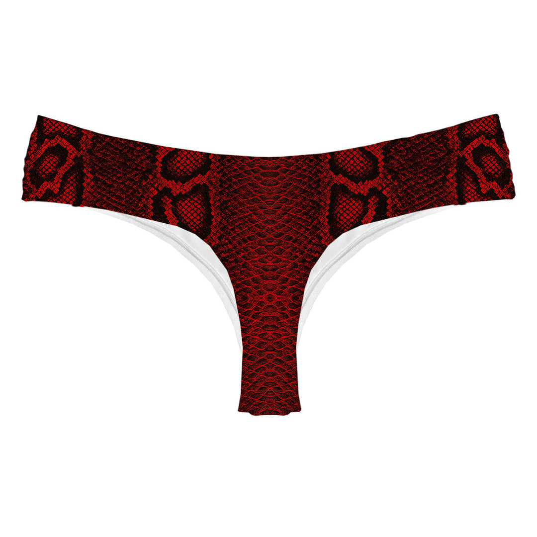 Red Phyton String Woman Underwear Beachwear Loungewear