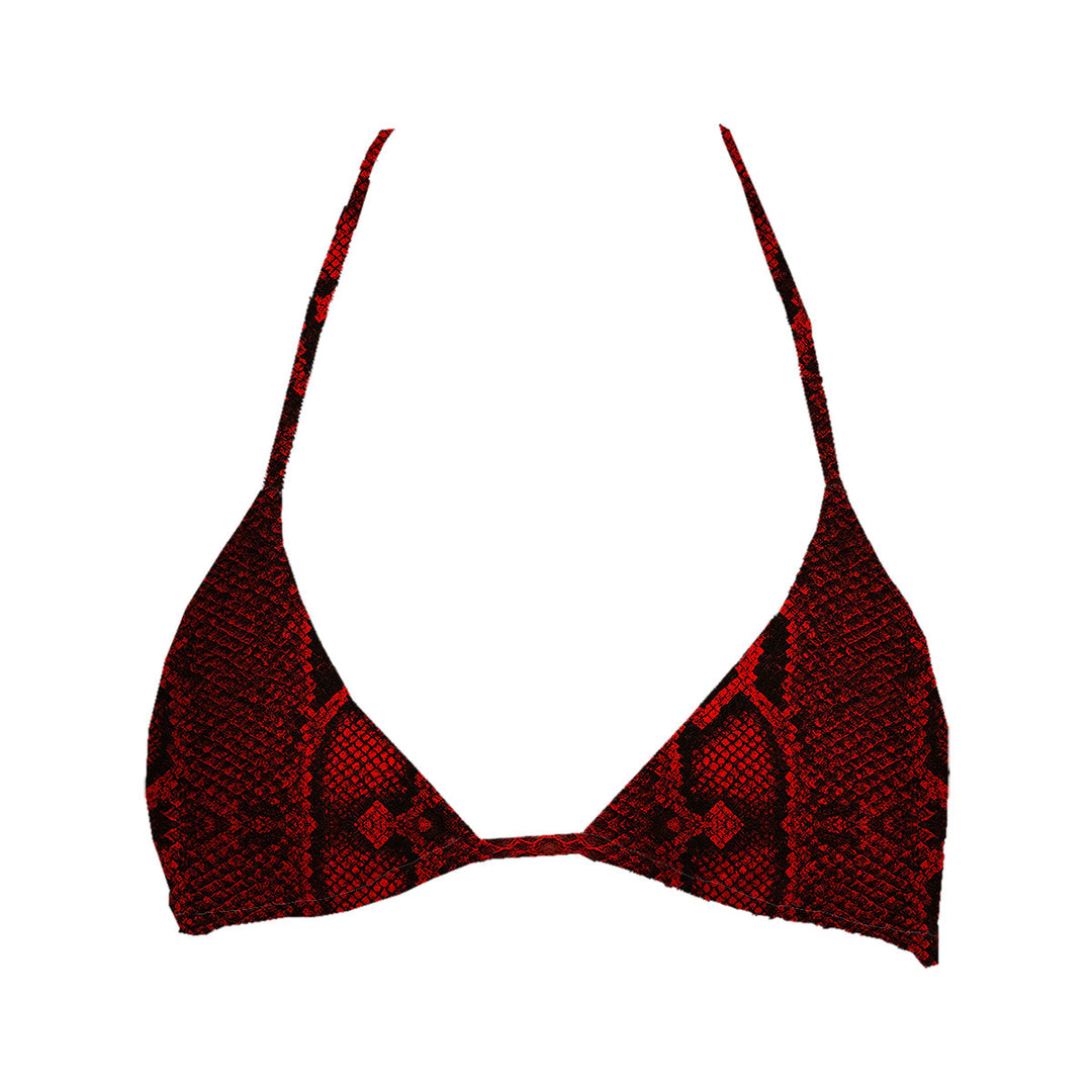 Red Phyton Top Triangle Woman Underwear Beachwear Loungewear