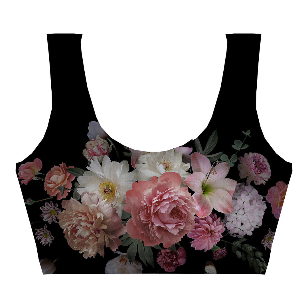 Roses In Black Crop Top Front