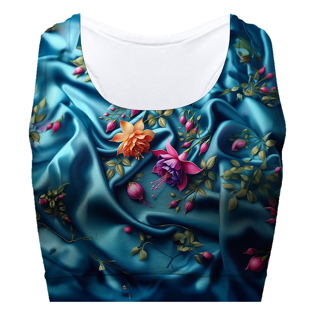 Satin Flowers Sport Bra Woman Underwear Beachwear Loungewear