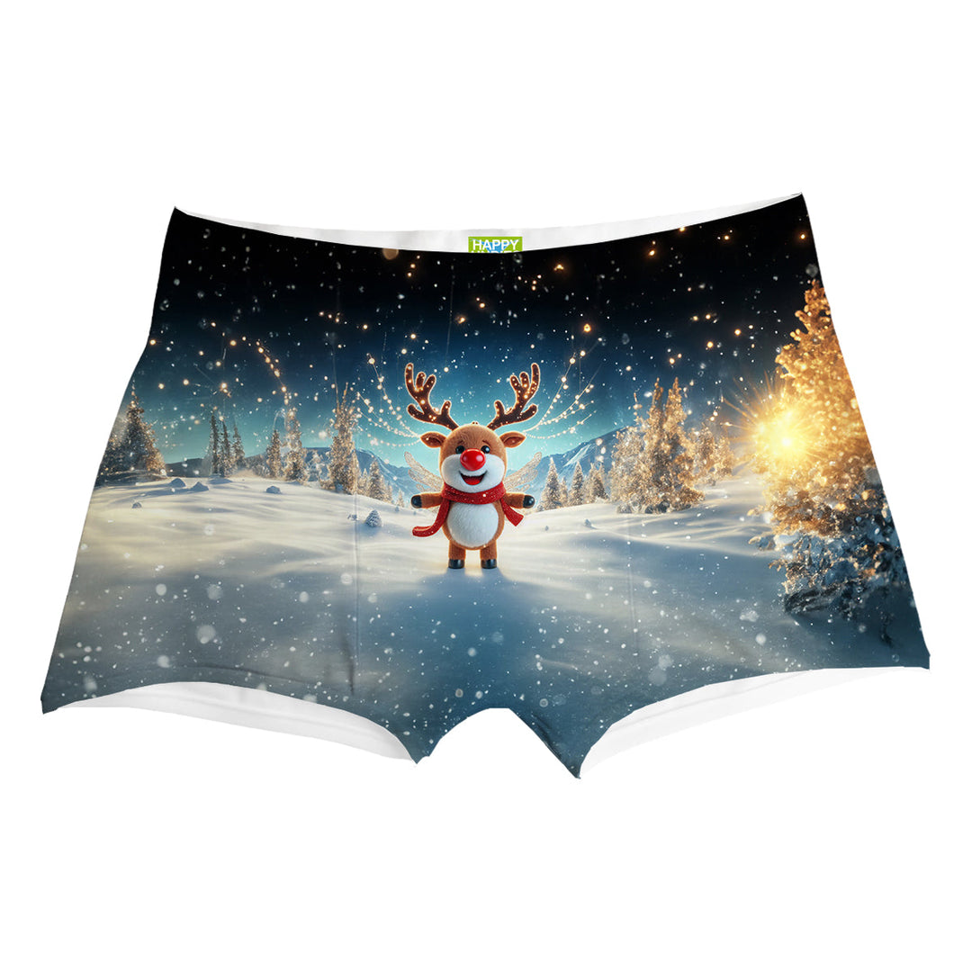 Snowy Reindeer Boxer Front