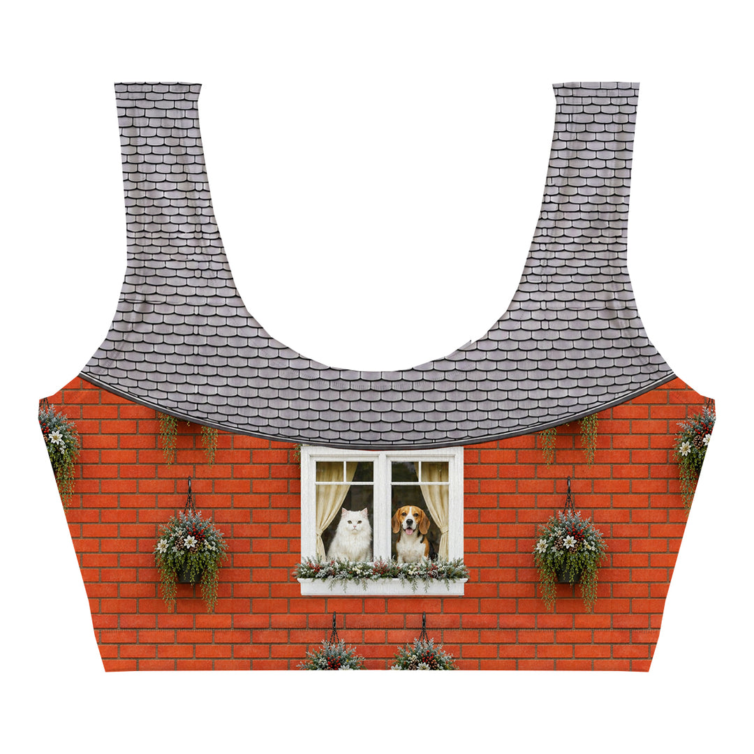 Spying Pet Crop Top Woman Underwear Beachwear Loungewear