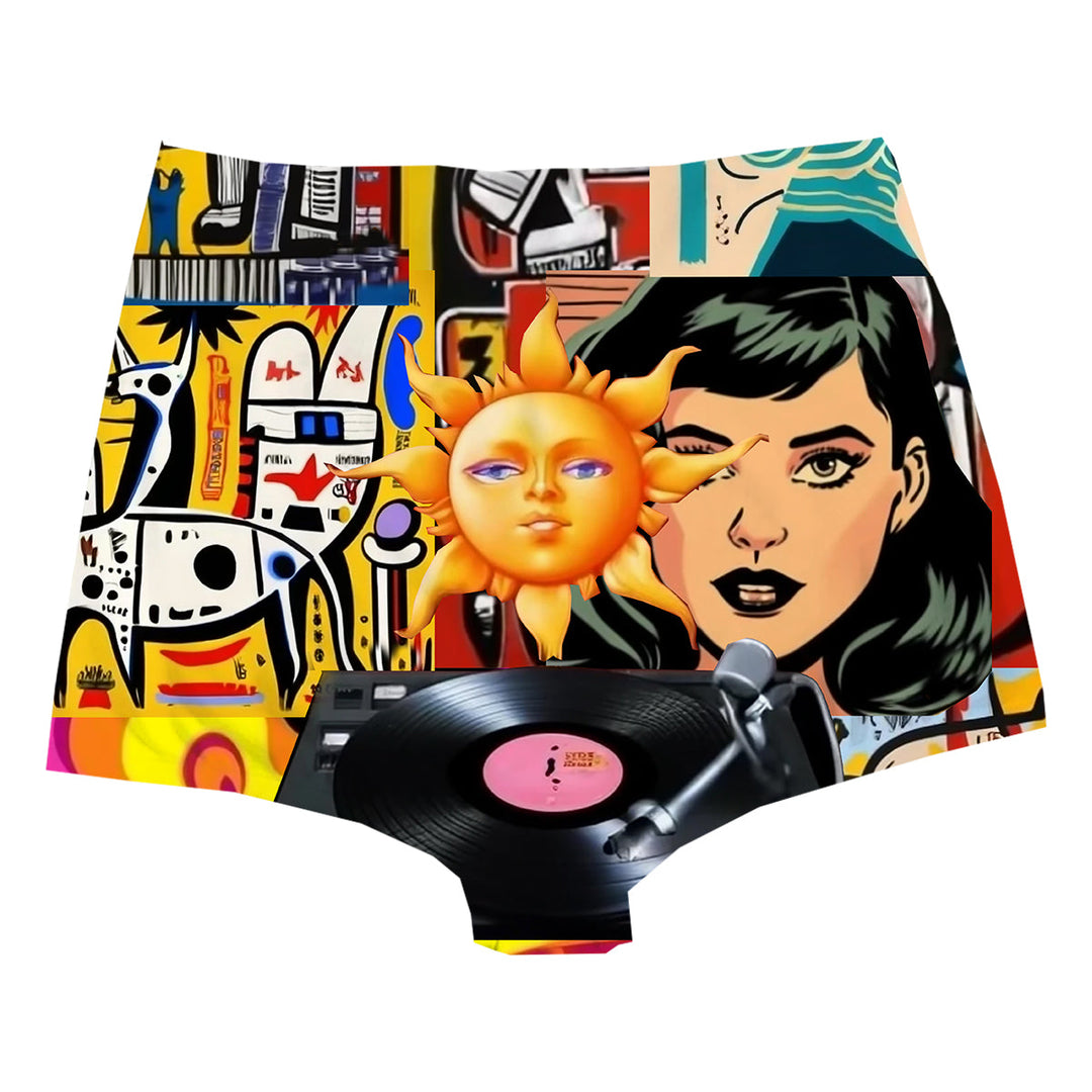 Street Art Highwaist Woman Underwear Beachwear Loungewear