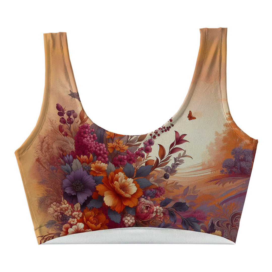 Sunset Flowers Crop Top Front