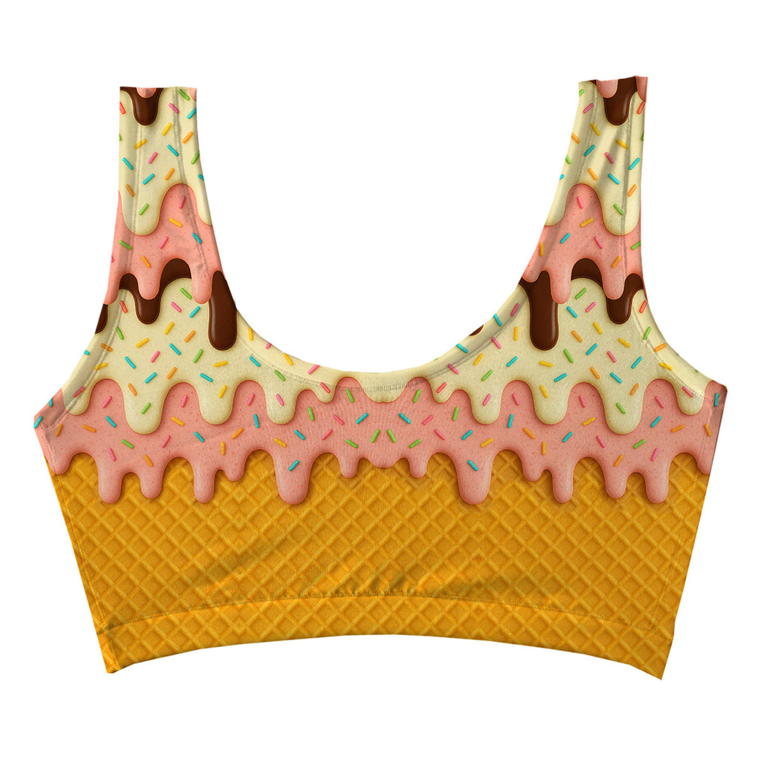 Waffle Crop Top Woman Underwear Beachwear Loungewear