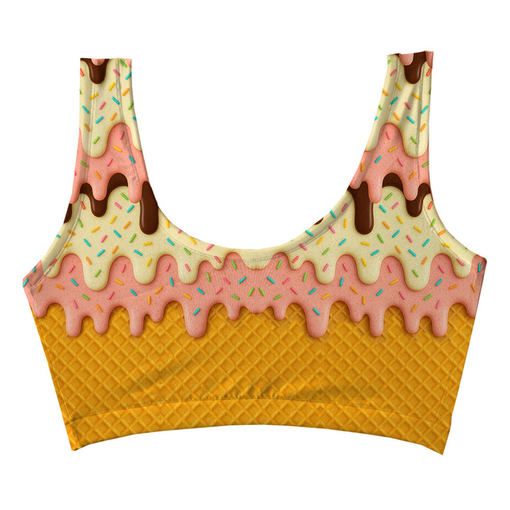 Waffle Crop Top Woman Underwear Beachwear Loungewear