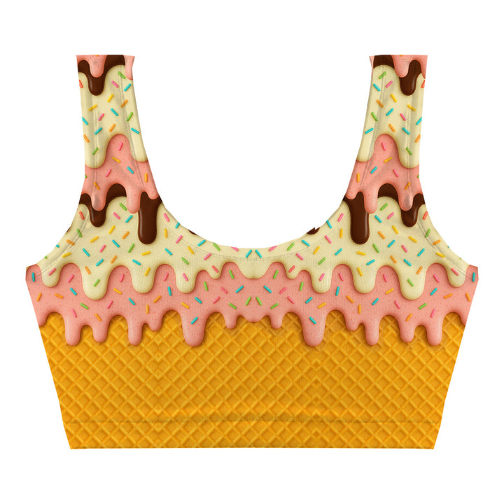 Waffle Crop Top Woman Underwear Beachwear Loungewear