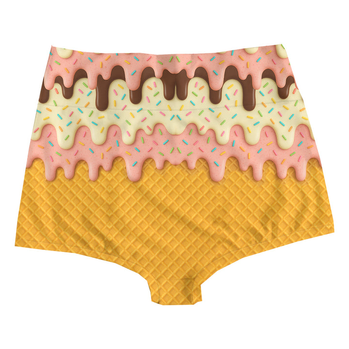 Waffle Highwaist Woman Underwear Beachwear Loungewear