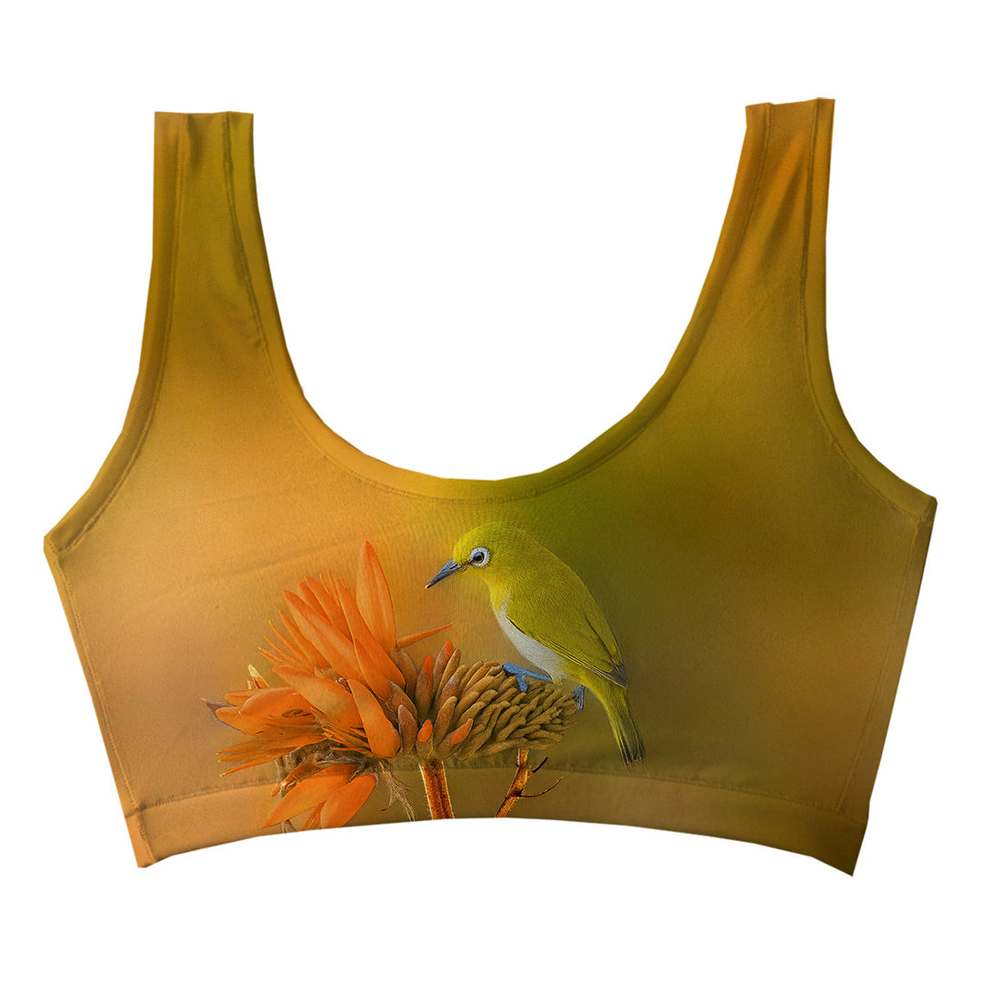 Yellow Bird Crop Top Woman Underwear Beachwear Loungewear
