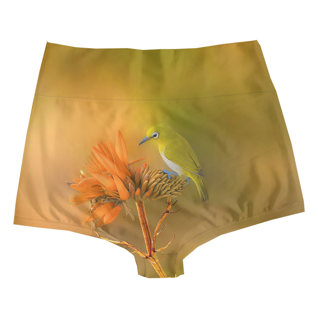 Yellow Bird Highwaist Woman Underwear Beachwear Loungewear